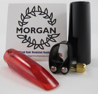 morgan runyon custom soprano saxophone mouthpiece in red for saxophone players and jazz saxophonists